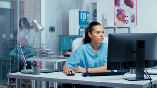 Nurse at laptop